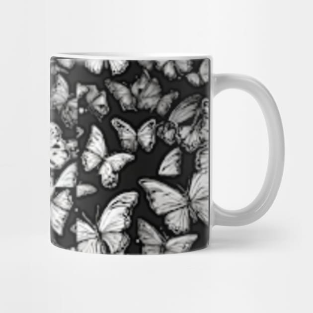 black and white butterflies pattern by badrhijri